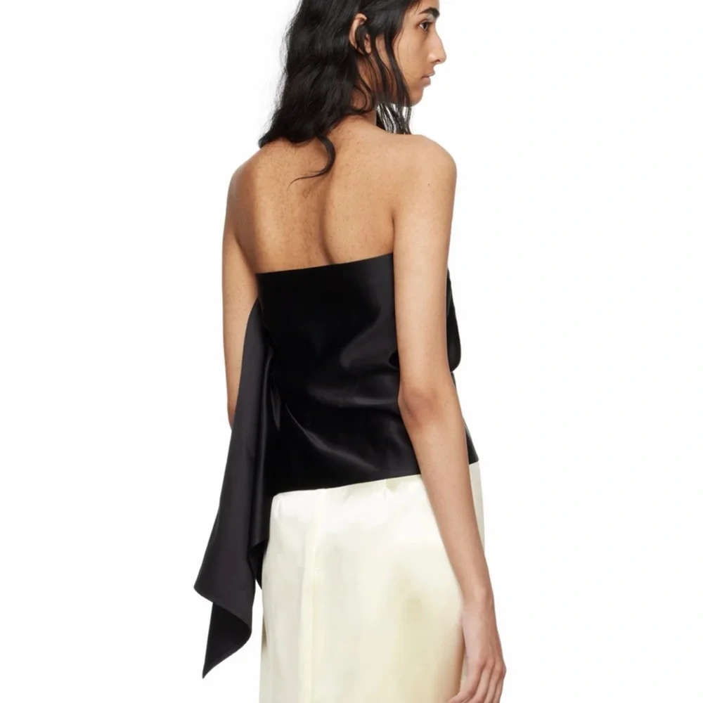 The Row Black Nana Strapless Draped Satin Top size 2 - Picture 3 of 7